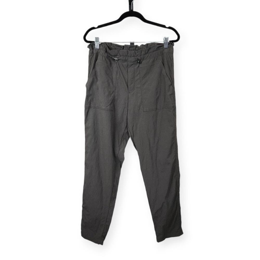 Athleta Trekkie Paper Bag Pants Straight Leg Drawstring Gray Women's Size 6